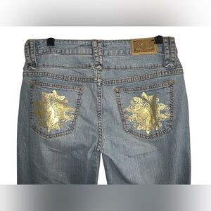 Vintage Y2K Authentic Baby Phat Low Rise Flare Jeans‎ With Gold Design Size 9
